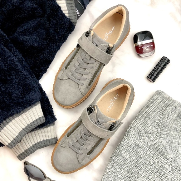 Gray Suede Platform Creepers / Sneakers - Picture 2 of 8